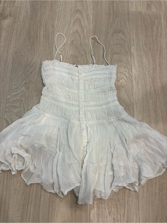 Free People Dresses & Skirts - White Smocked Button-Front Cotton dress